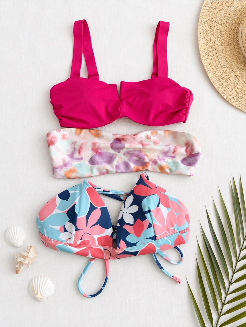 Women’s Floral Bikini Tops - Pack of 3